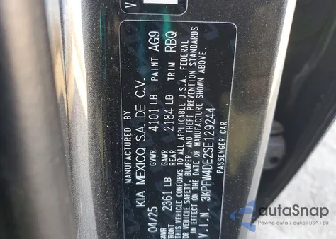 2025 Kia K4 Gt-Line z USA, uszkodzony, nr VIN 3KPFW4DE2SE129244